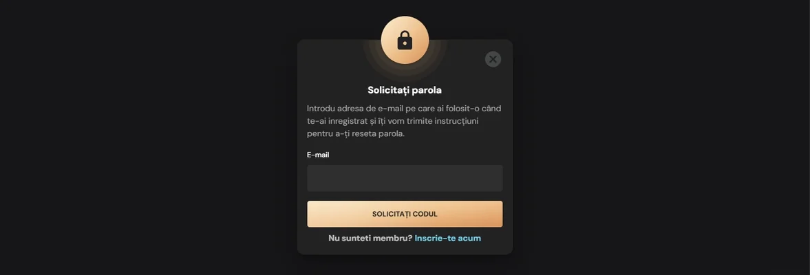 Completează formularul resetare parolă.